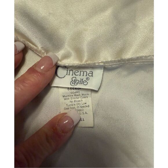 Cinema Etoile Vintage Satin Ivory Short Crossover Robe Small Sleep Sexy Satin - Picture 8 of 10
